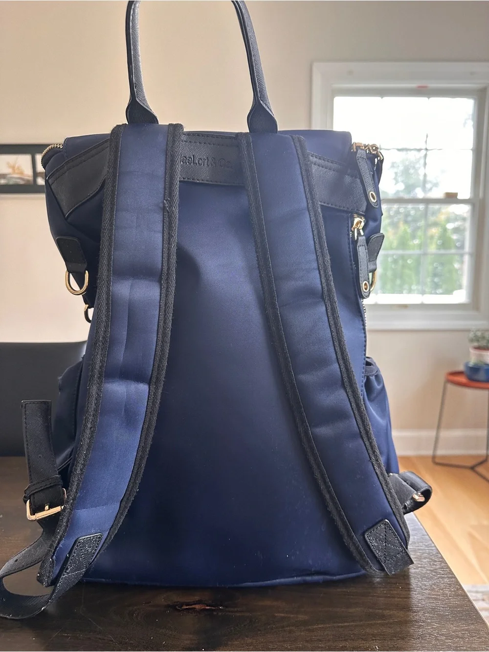 Navy Maelort & Co Ring Equestrian Backpack with Gold Hardware